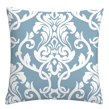 Lake Blue & White Geometric Linen Pillowcase