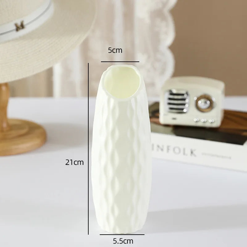 Simple Plastic Vase with Silver Willow