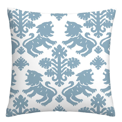 Lake Blue & White Geometric Linen Pillowcase