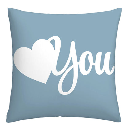 Lake Blue & White Geometric Linen Pillowcase