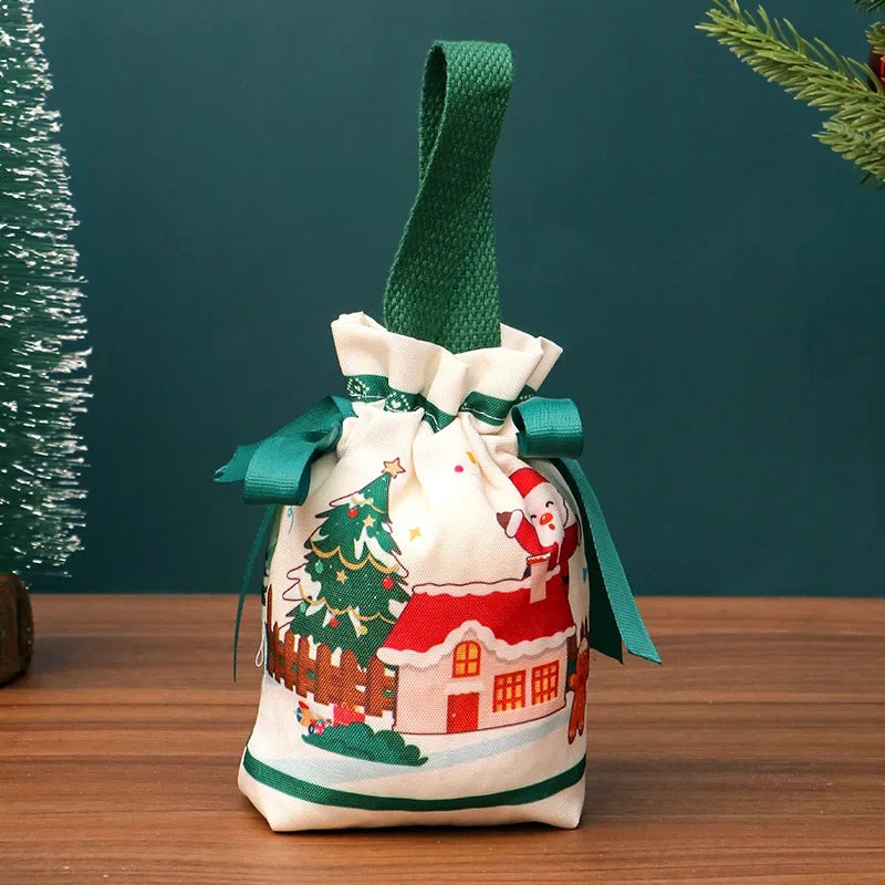 Linen Mini Christmas Gift Bags