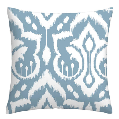 Lake Blue & White Geometric Linen Pillowcase