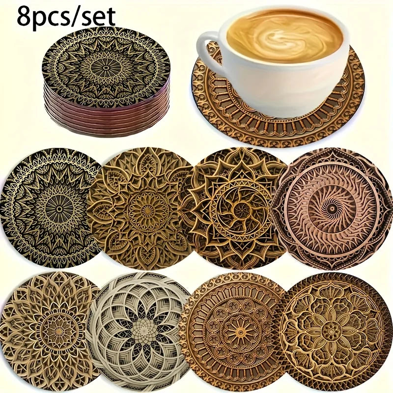 Round Wooden Mandala Coasters