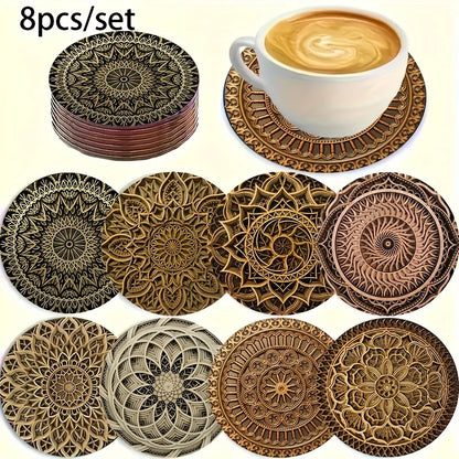 Round Wooden Mandala Coasters