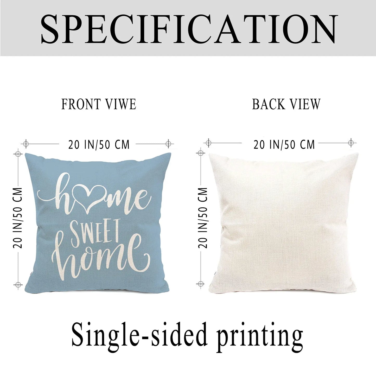 Lake Blue & White Geometric Linen Pillowcase