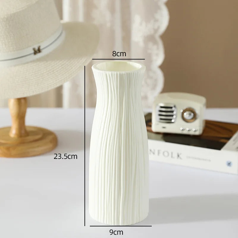 Simple Plastic Vase with Silver Willow