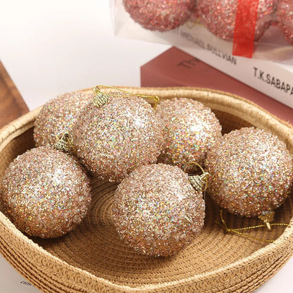 Champagne Gold Glitter Christmas Balls