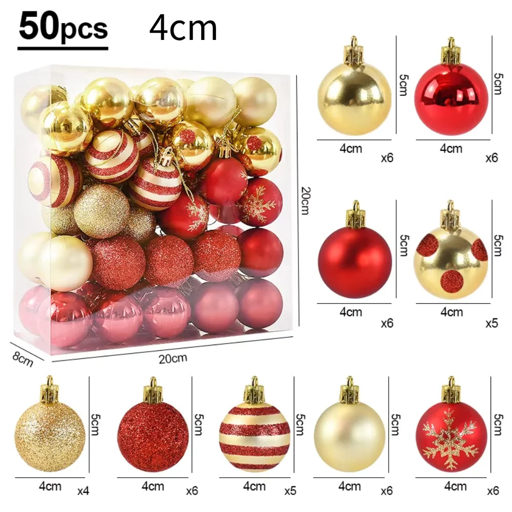 50Pcs Christmas Tree Balls Ornament Set