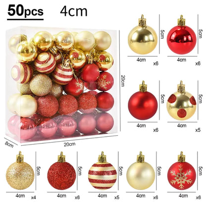 50Pcs Christmas Tree Balls Ornament Set