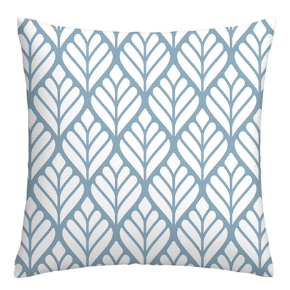 Lake Blue & White Geometric Linen Pillowcase
