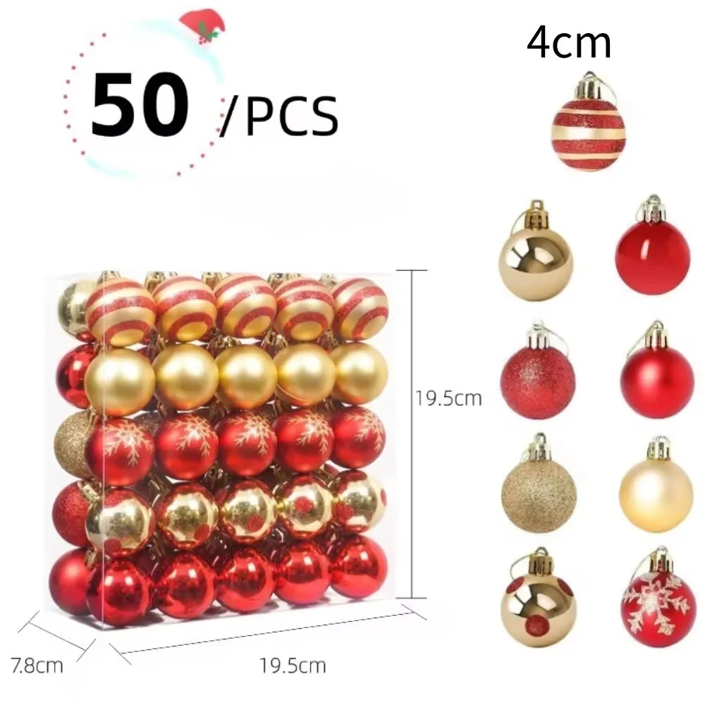 50Pcs Christmas Tree Balls Ornament Set