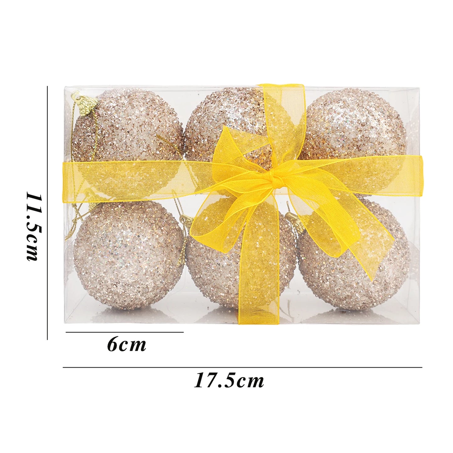 Champagne Gold Glitter Christmas Balls