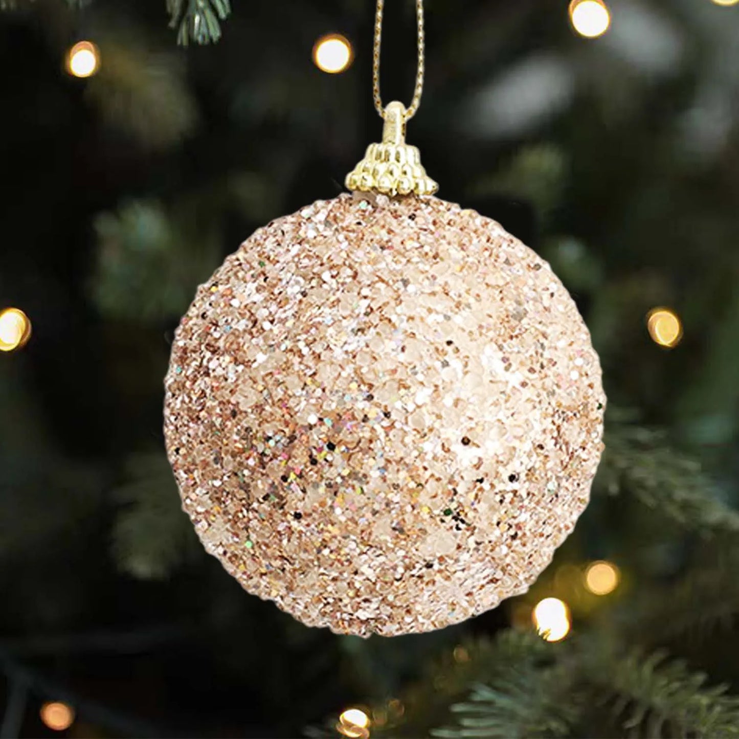 Champagne Gold Glitter Christmas Balls