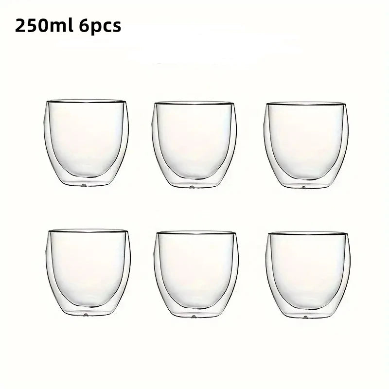 Double-Wall Insulated Clear Glass Cups