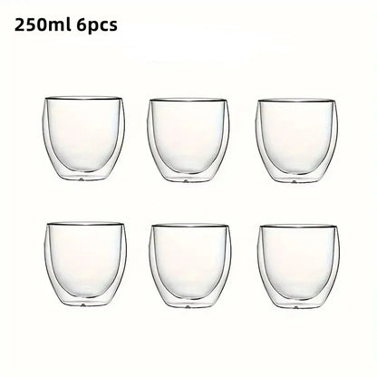 Double-Wall Insulated Clear Glass Cups