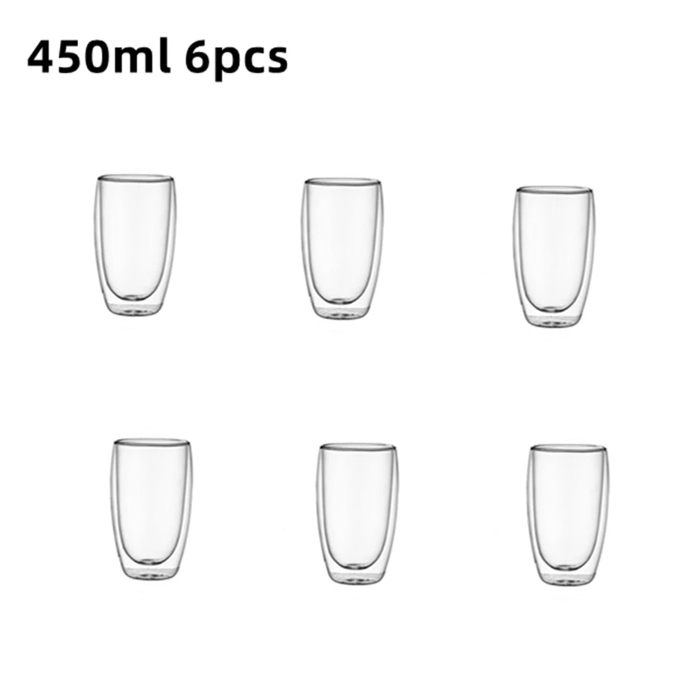 Double-Wall Insulated Clear Glass Cups