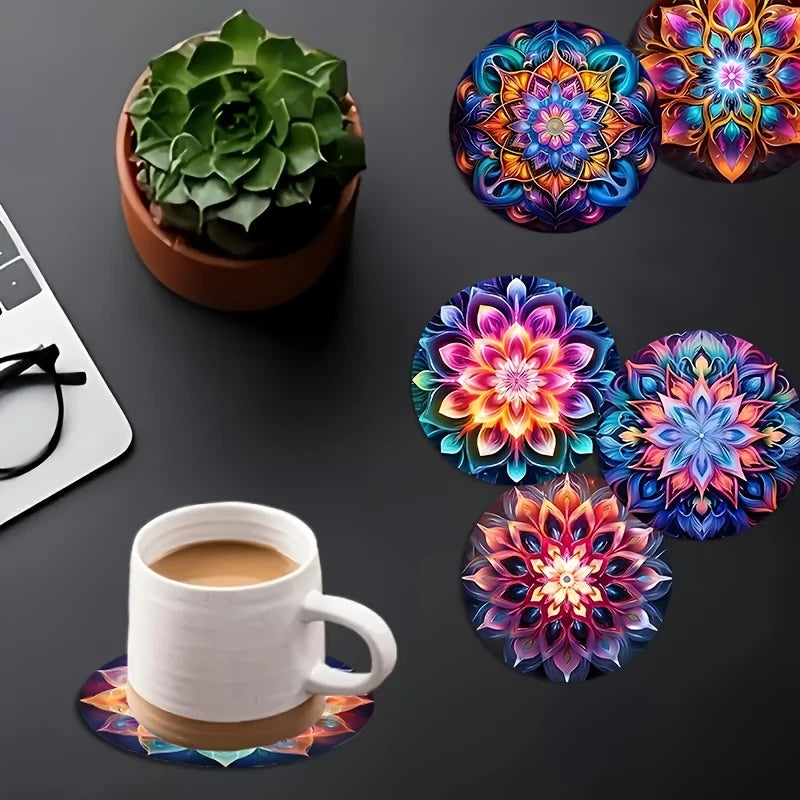 Round Wooden Mandala Coasters