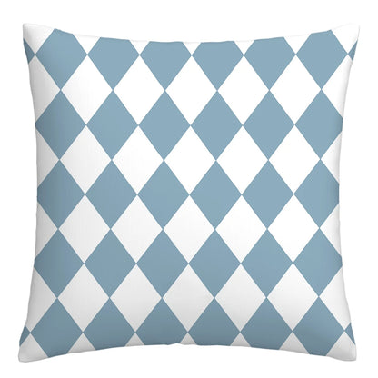 Lake Blue & White Geometric Linen Pillowcase