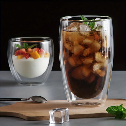 Double-Wall Insulated Clear Glass Cups