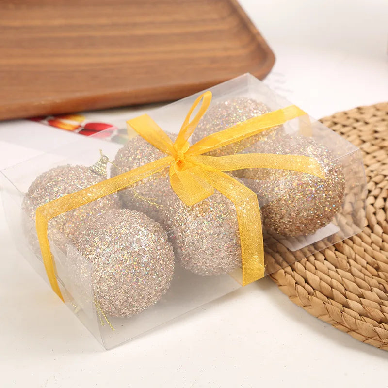 Champagne Gold Glitter Christmas Balls