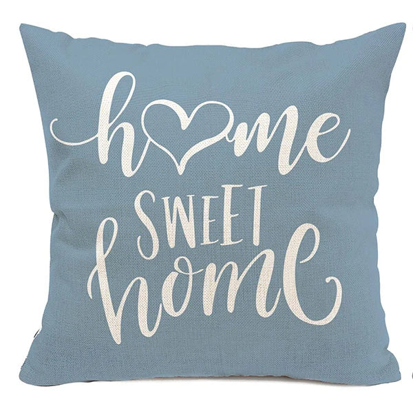 Lake Blue & White Geometric Linen Pillowcase