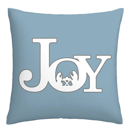 Lake Blue & White Geometric Linen Pillowcase