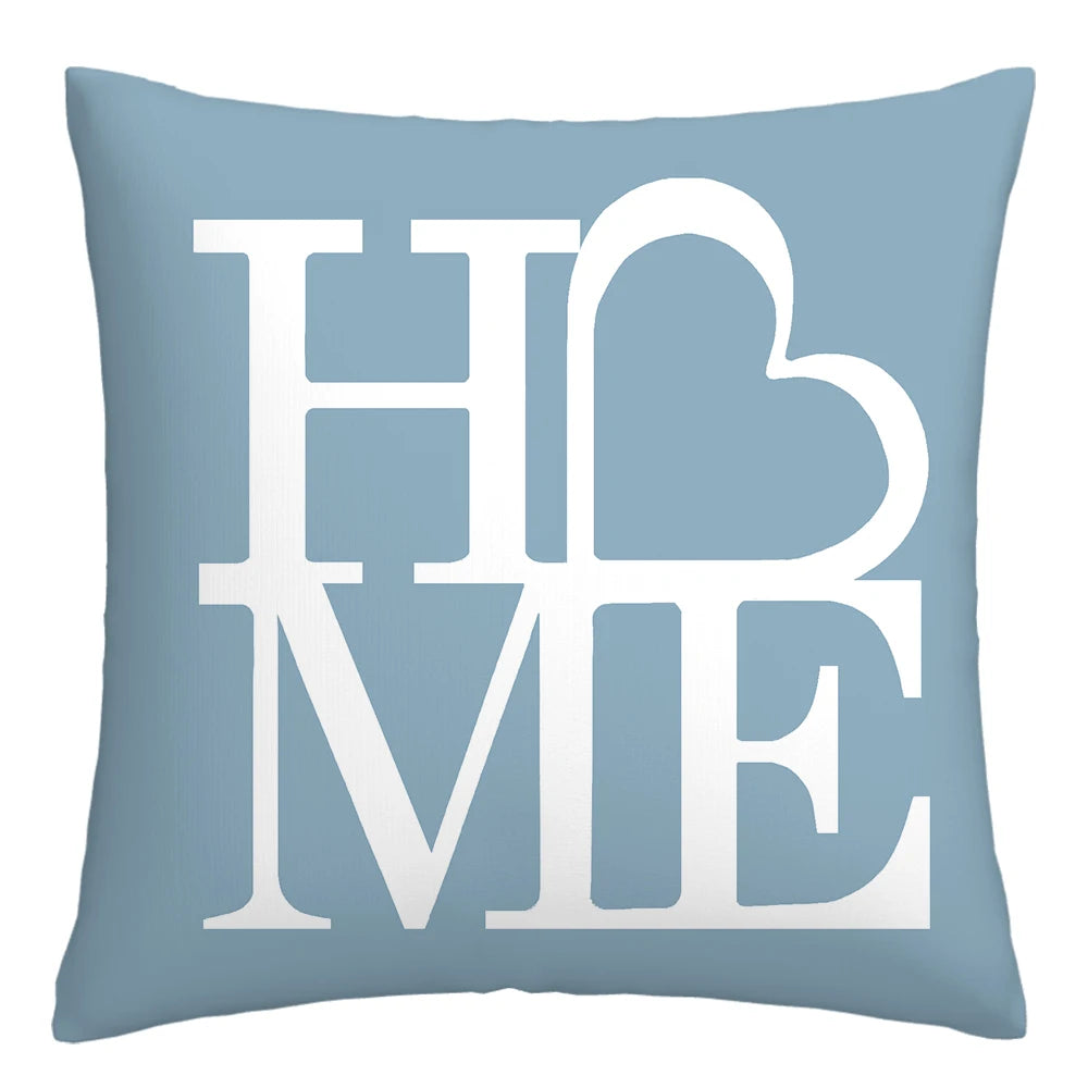 Lake Blue & White Geometric Linen Pillowcase