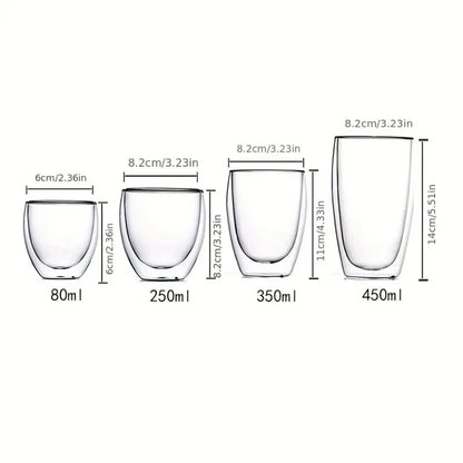 Double-Wall Insulated Clear Glass Cups