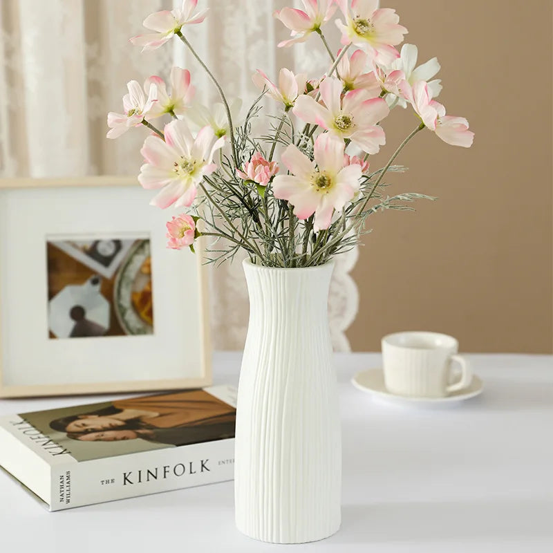 Simple Plastic Vase with Silver Willow