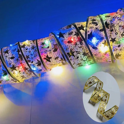 Golden Christmas Ribbon Fairy Lights