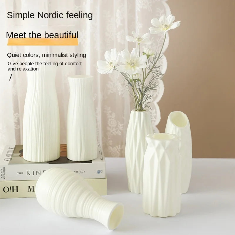 Simple Plastic Vase with Silver Willow