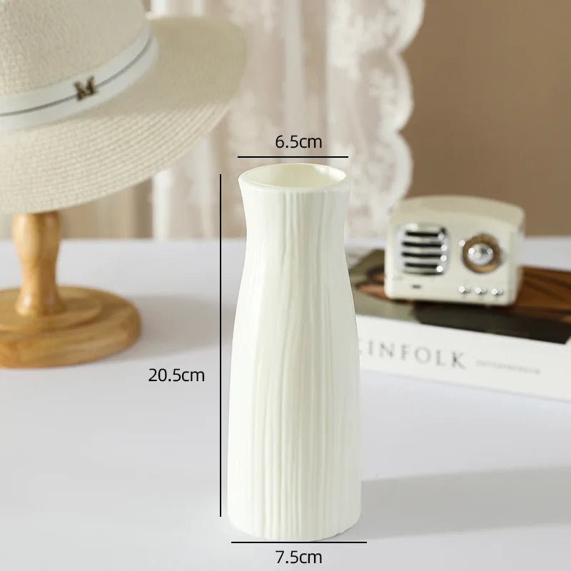 Simple Plastic Vase with Silver Willow