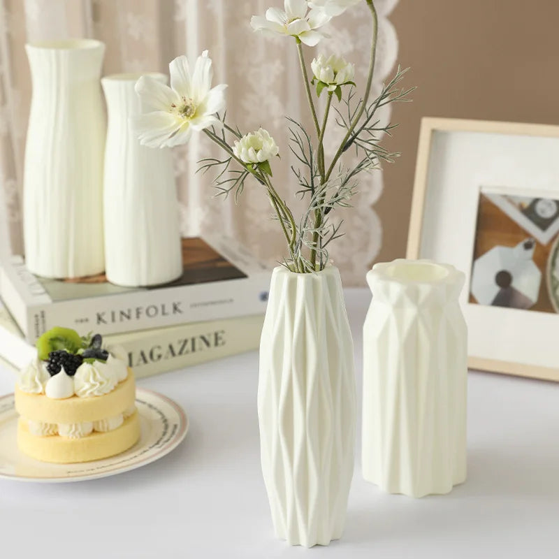 Simple Plastic Vase with Silver Willow