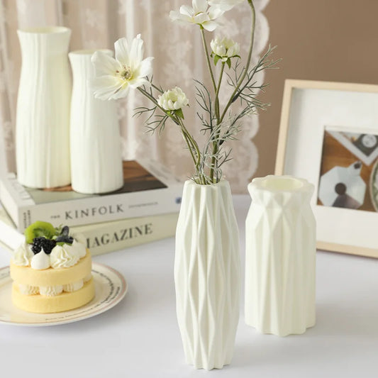 Simple Plastic Vase with Silver Willow