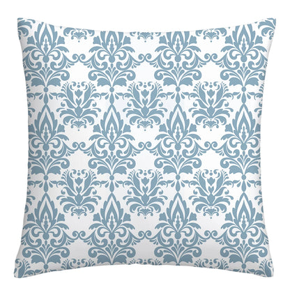 Lake Blue & White Geometric Linen Pillowcase