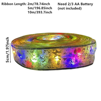 Golden Christmas Ribbon Fairy Lights