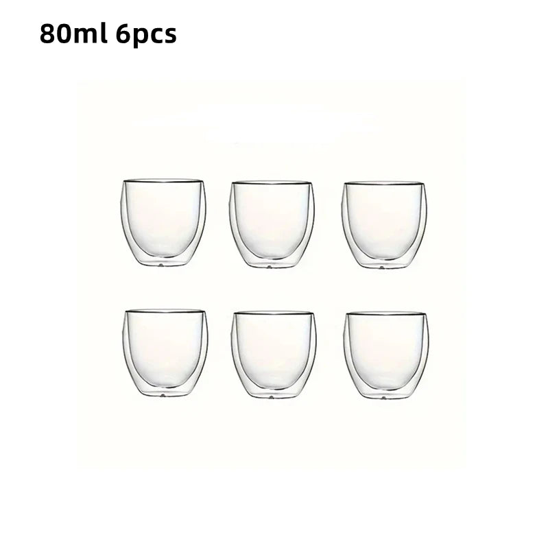 Double-Wall Insulated Clear Glass Cups