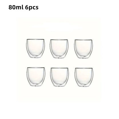 Double-Wall Insulated Clear Glass Cups