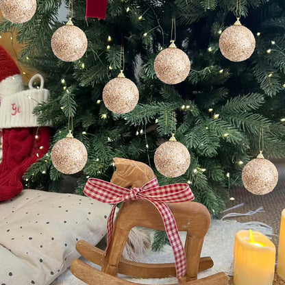 Champagne Gold Glitter Christmas Balls