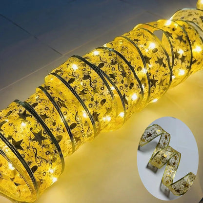 Golden Christmas Ribbon Fairy Lights