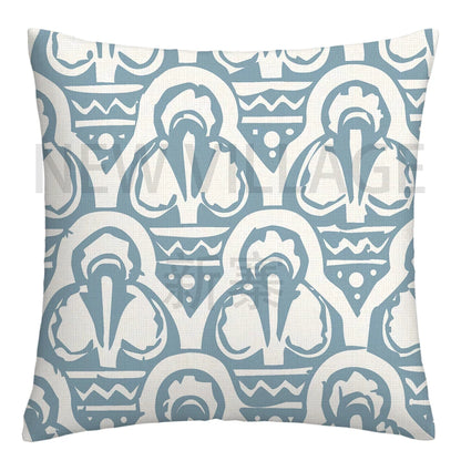 Lake Blue & White Geometric Linen Pillowcase