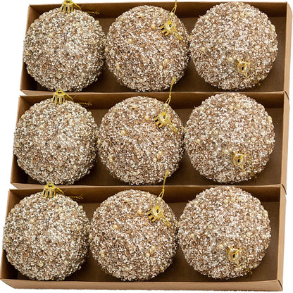 Champagne Gold Glitter Christmas Balls