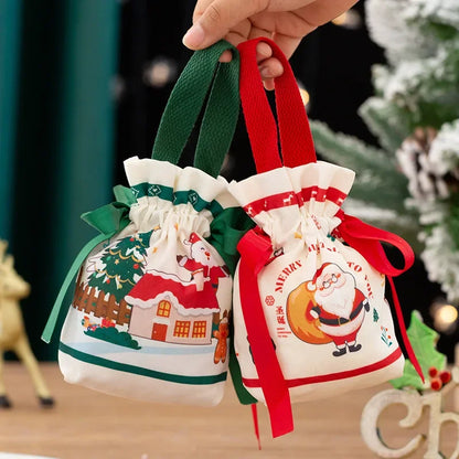 Linen Mini Christmas Gift Bags