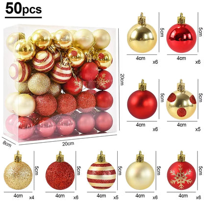 50Pcs Christmas Tree Balls Ornament Set