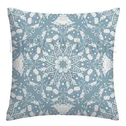 Lake Blue & White Geometric Linen Pillowcase