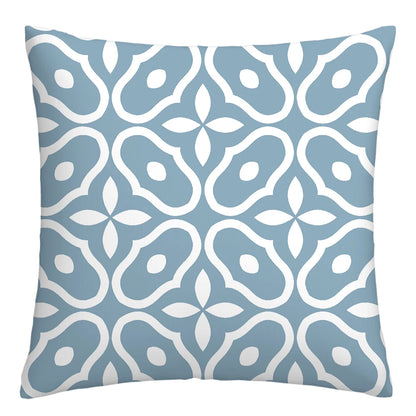 Lake Blue & White Geometric Linen Pillowcase