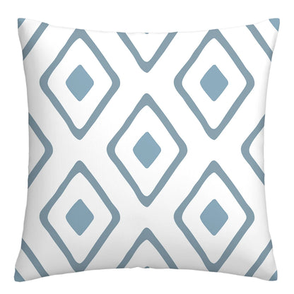 Lake Blue & White Geometric Linen Pillowcase