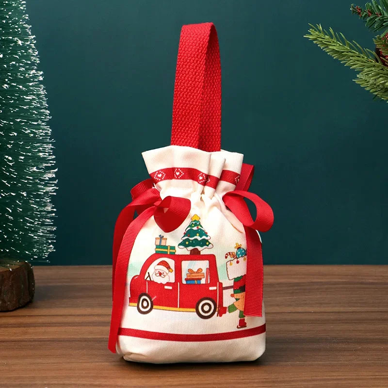 Linen Mini Christmas Gift Bags