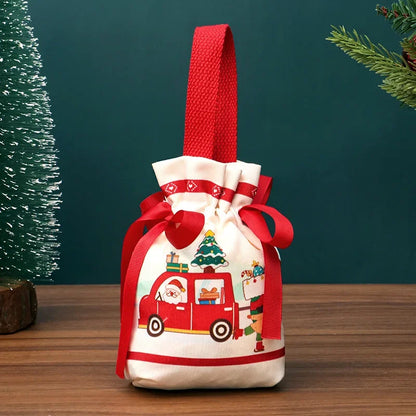 Linen Mini Christmas Gift Bags