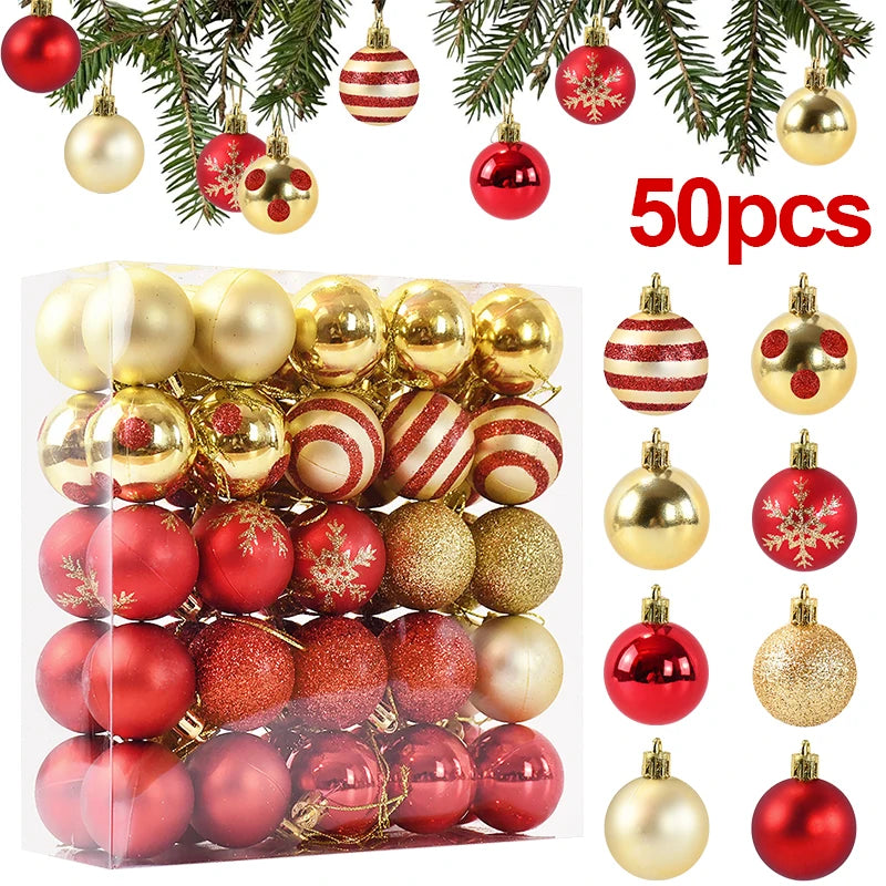 50Pcs Christmas Tree Balls Ornament Set